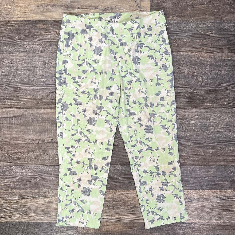 Izod green and white floral print straight leg golf pants size 12 B151